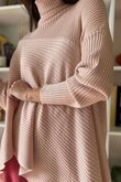 Bowie Asymmetric Turtle Neck Ribby Knit Shrimp /26 =